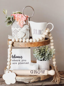 The Spring tiered tray decor
